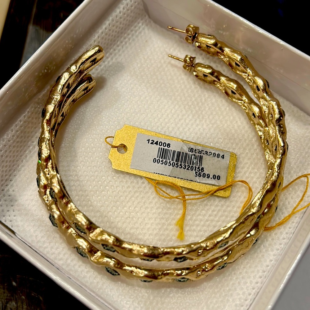 Brand new Koche hoop earrings- gold and diamonds/stones! Retail for $609.